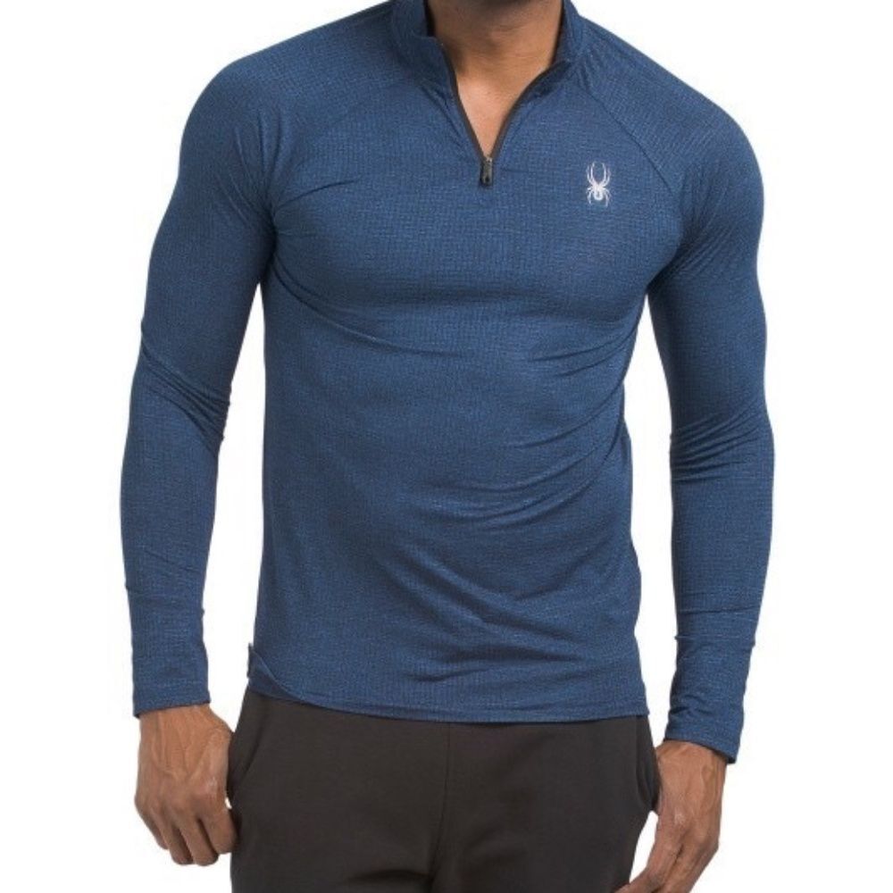 Spyder Active Mens Dark Royal Blue Quarter Zip Long‎ Sleeve Shirt Sz M